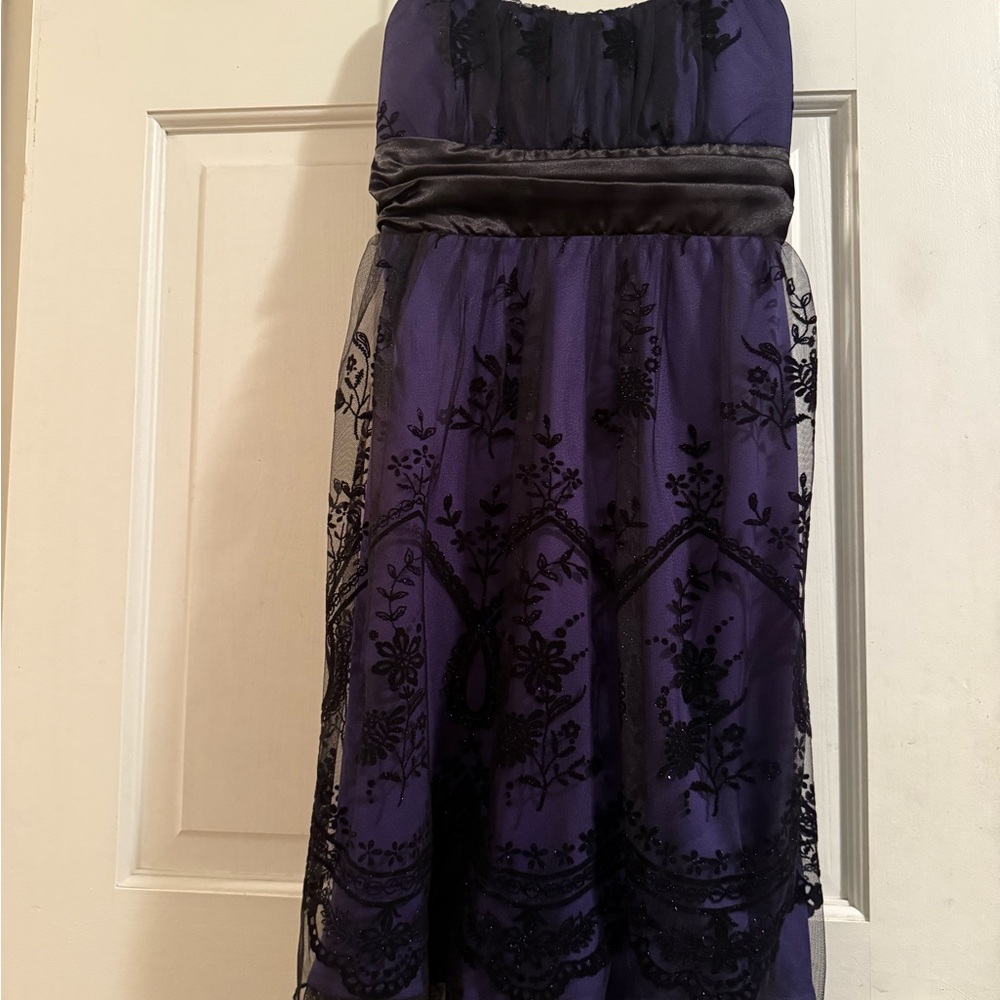 NWOT Ruby Rox Elegant Purple and Black adjustable spaghetti strap dress